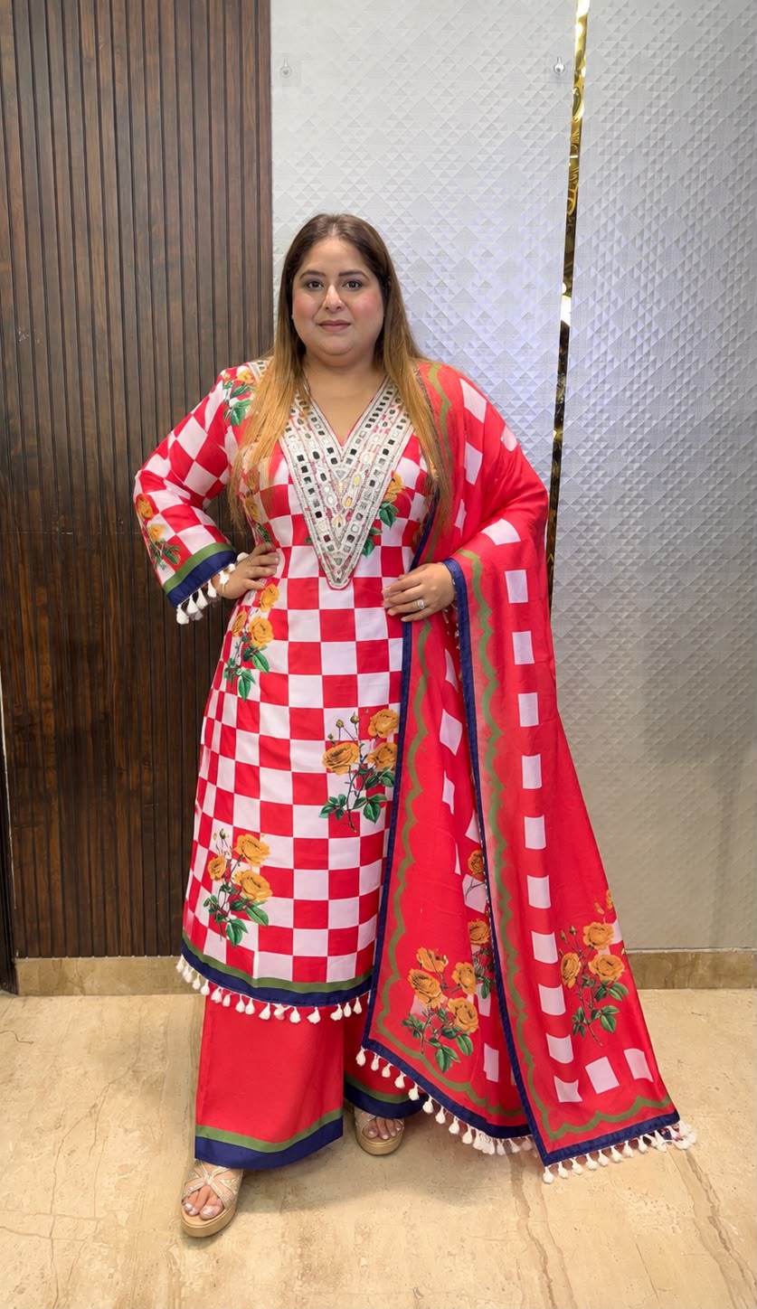 Floral Chess Suit Set - View 1