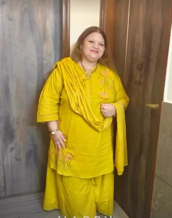 Ananya Verma wearing 5XL Yellow Suit Set